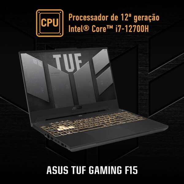 Notebook Gamer ASUS TUF Gaming F15, Core I7, 16 GB, 512 GB, Nvídia RTX3050, Windows 11 Home, Mecha Gray - FX507ZC4-HN113W - Image 4